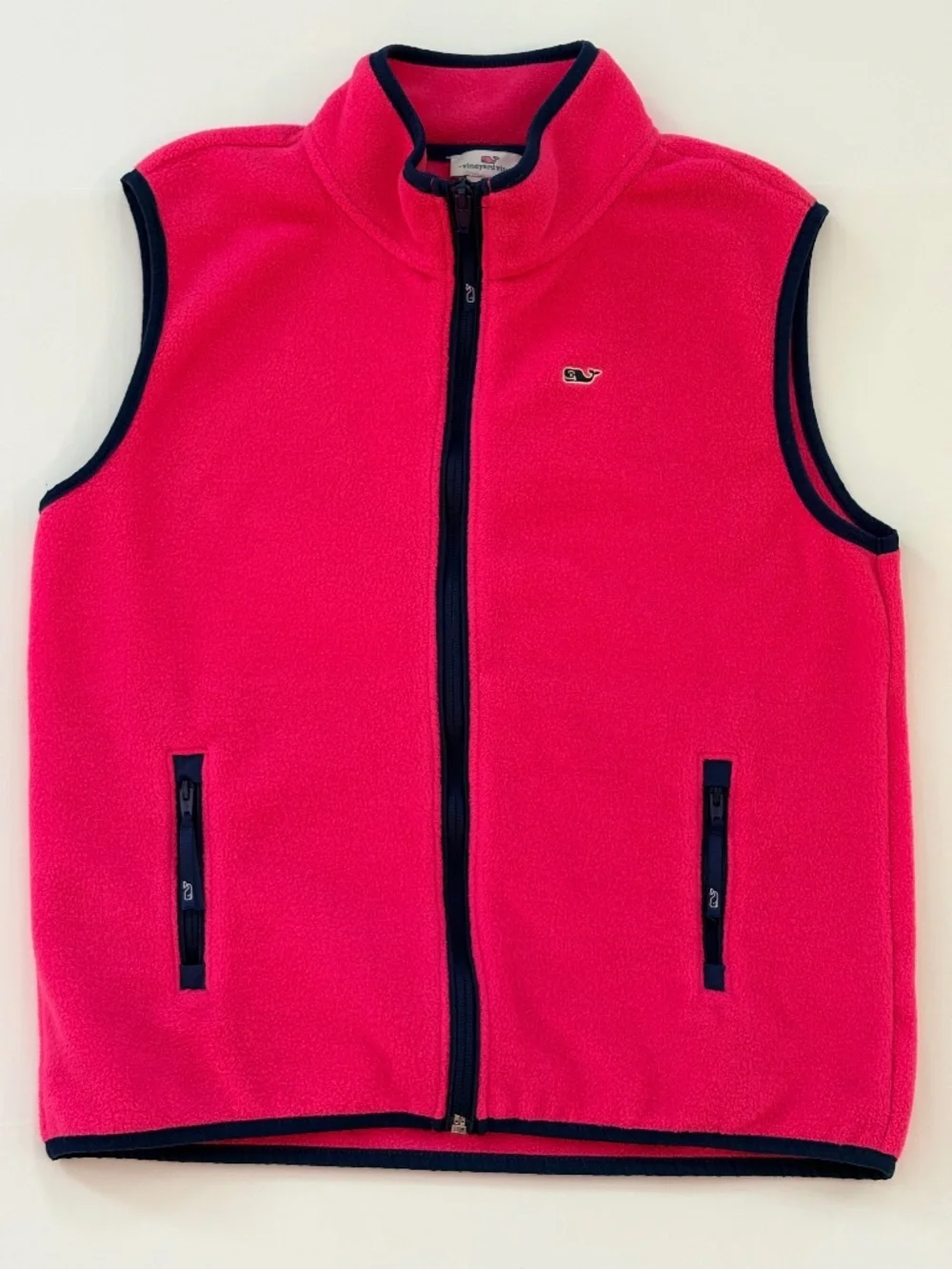Vineyard Vines Girls Harbor Fleece Vest Sz L (14) Hot Pink Full Zip